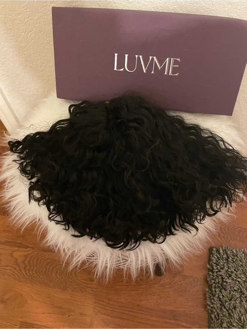 LUVME Black Curly Human Hair Wig - Natural Black